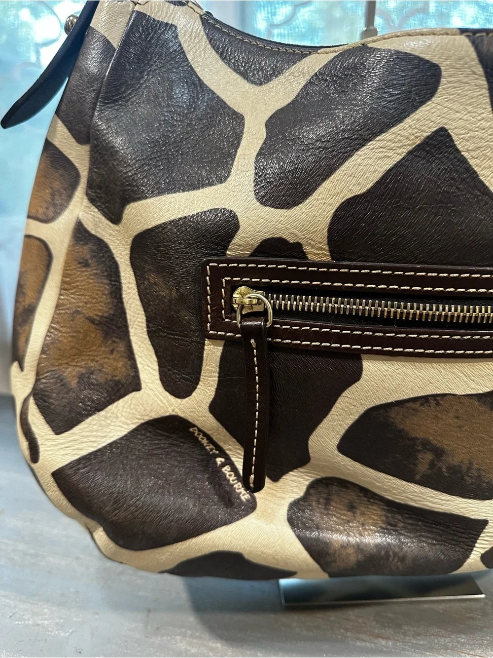 Dooney & Bourke Vintage Safari Giraffe Print Leather Hobo Shoulder Bag